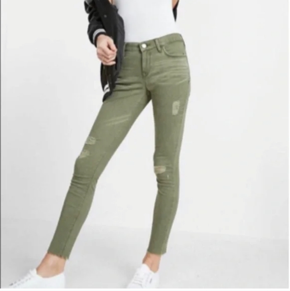 Express ankle leggings mid rise olive green